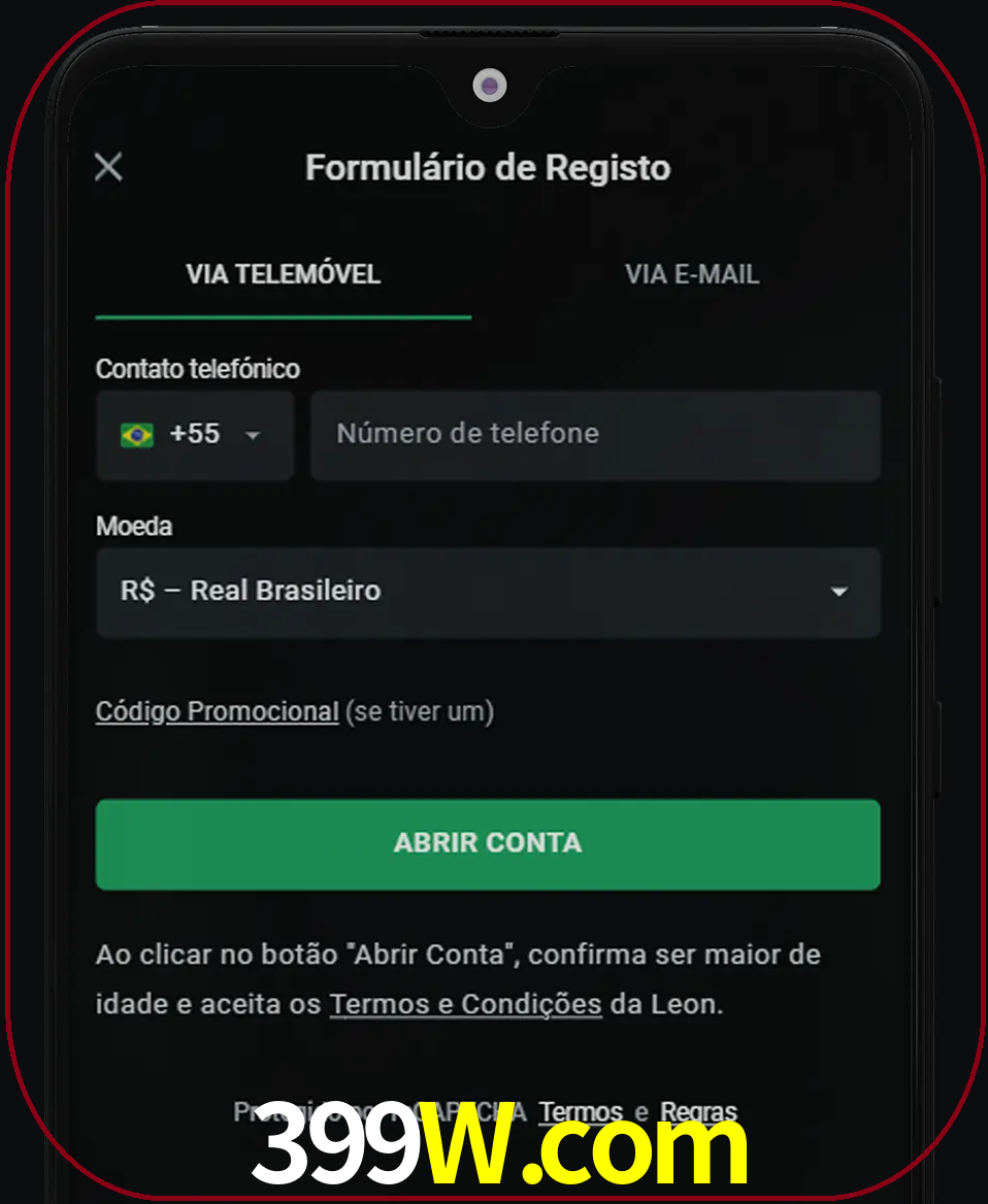 Abra o aplicativo e inicie o processo de registro.