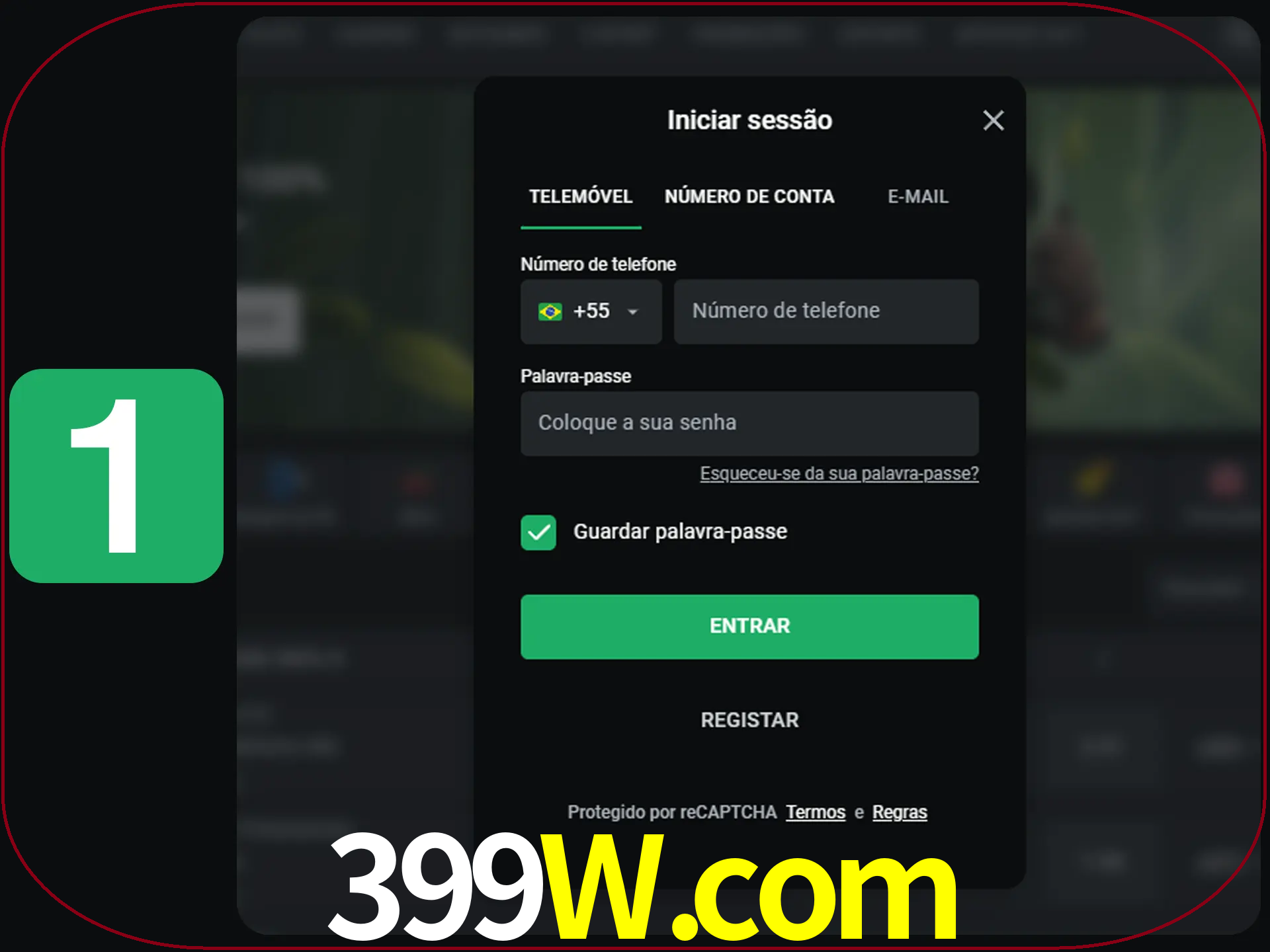 Clique no botão Entrar.